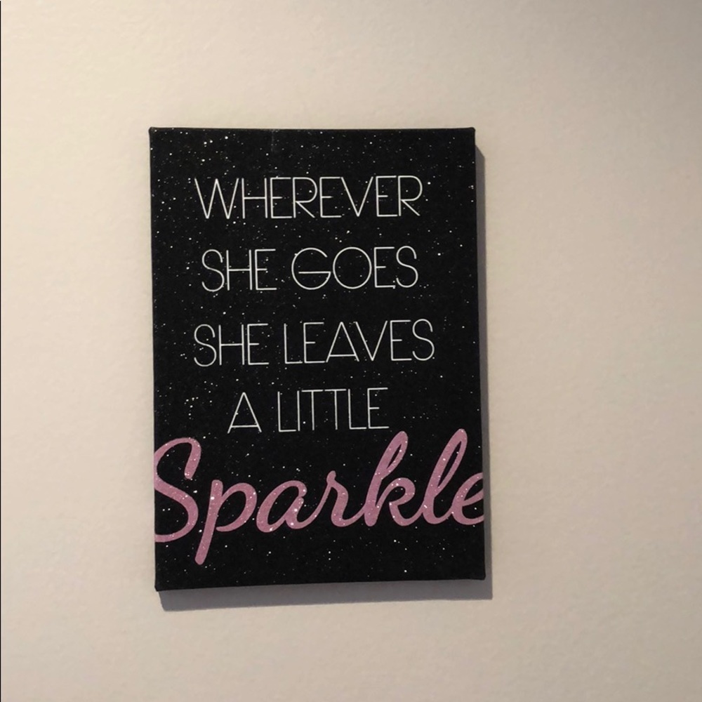 Black glitter wall art
